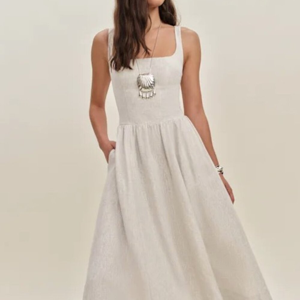 Reformation Janu Linen Dress Natural - Size 6